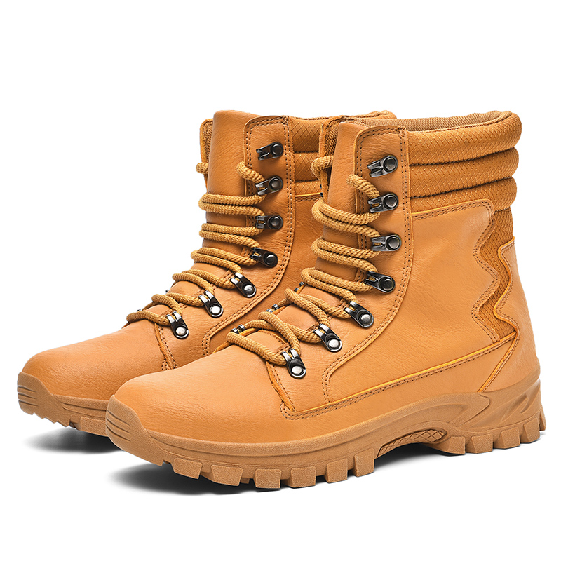 Winter unisex fashion height-increasing Bumblebee outdoor workwear fleece-lined thick-soled Martin boots