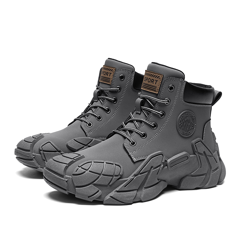 Men's Martin boots, autumn high-top waterproof, non-slip, wear-resistant, slip-on black work casual shoes